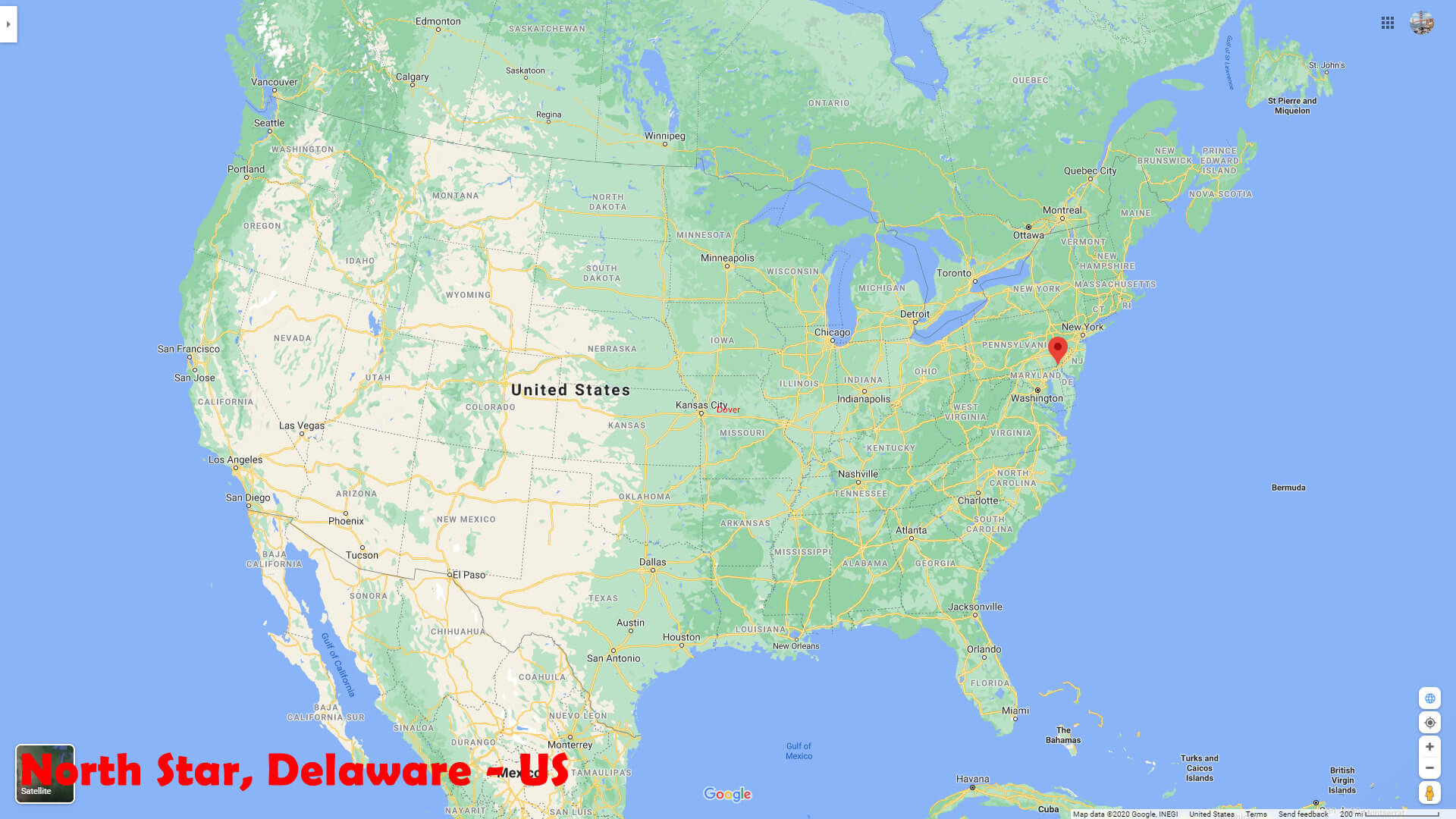 North Star Location Map Delaware US